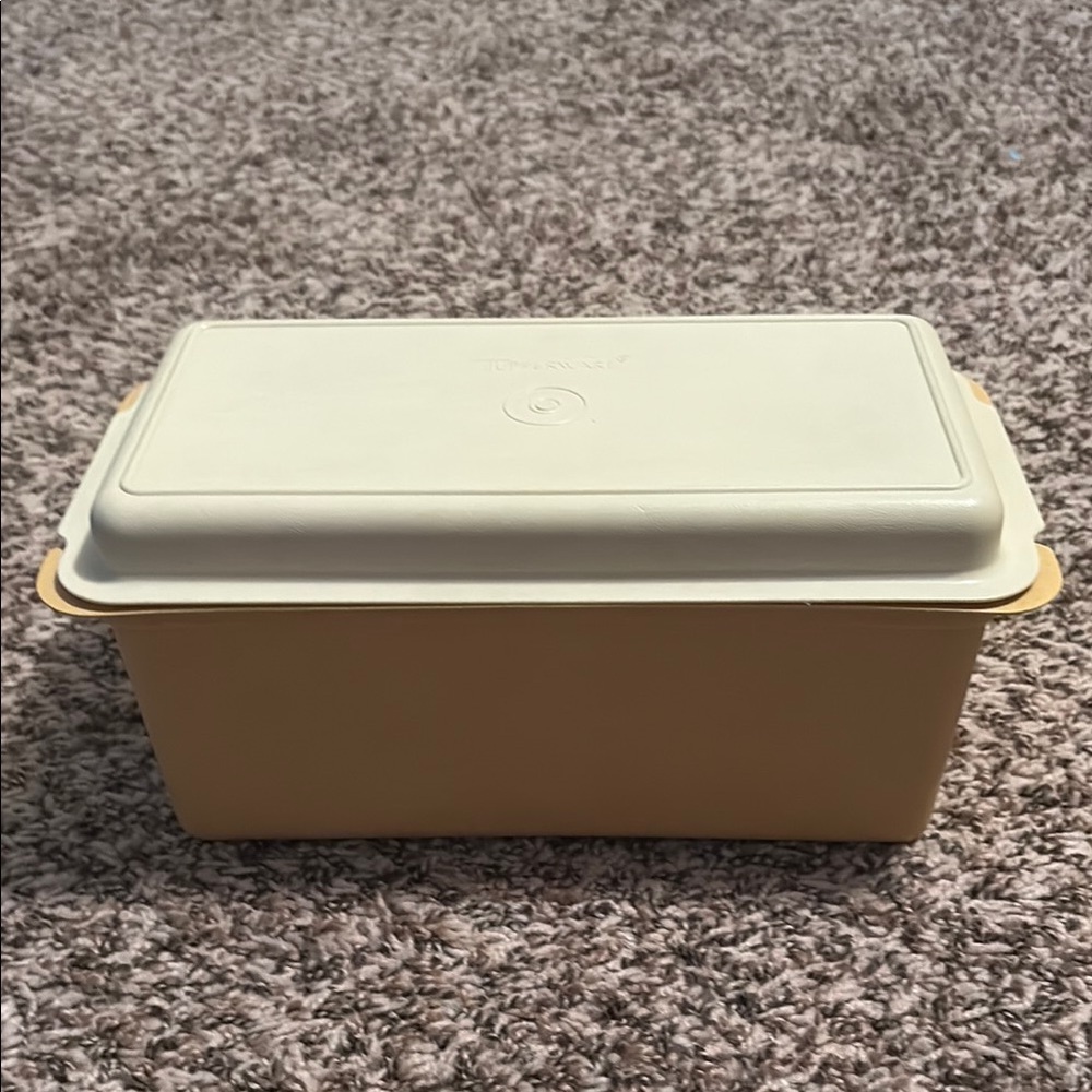 Vintage Tupperware Yellow and Cream Storage Container
